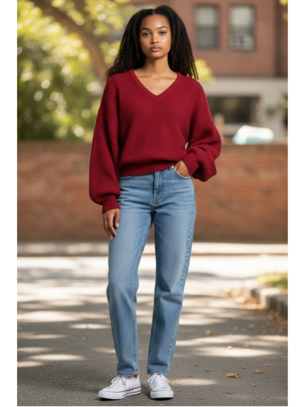 Women's MBW Red V-Neck Sweater S